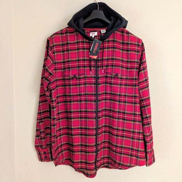 Levi's THERMOLITE Flannel Plaid Hood Shirt Jacket Shacket Men's XL New With Tags - Picture 1 of 9